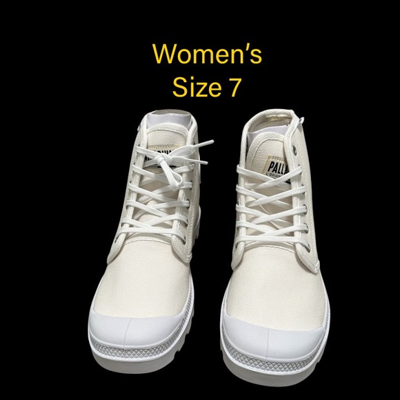 Palladium Women 7 Mens 5.5 White Shoes Ankle Canvas High Top Lace Up Trainers - Picture 2 of 11